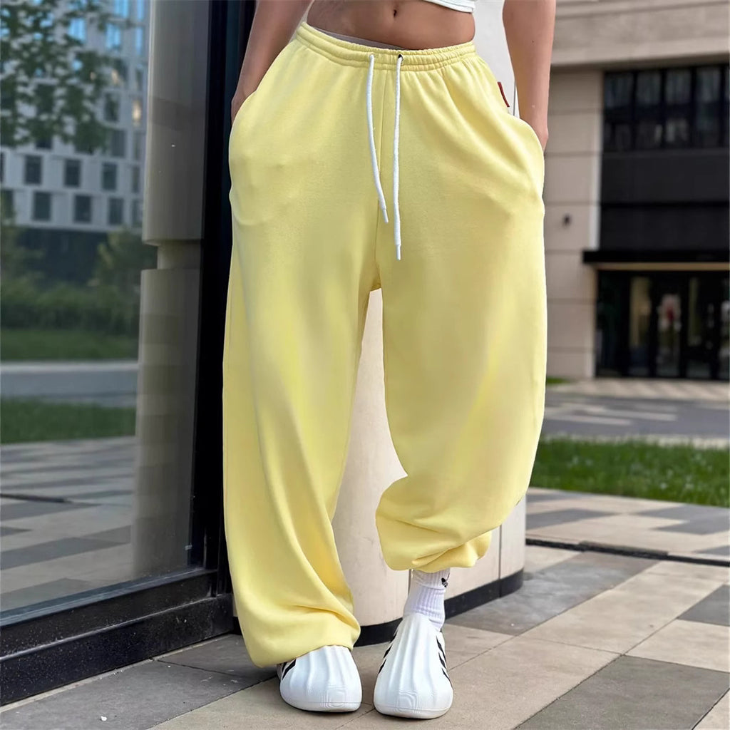 Strap up pants waist cinched wide leg pants for women