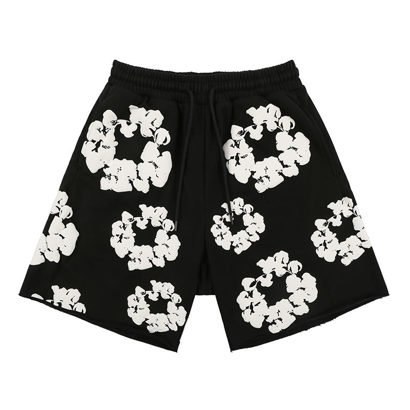 Men's Full Print Hip Hop High Street Casual Shorts Set
