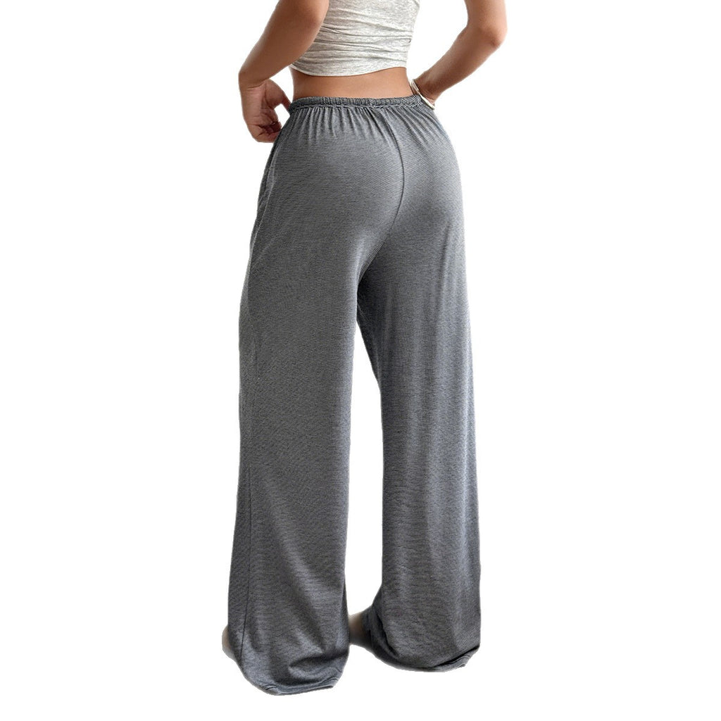 Elastic Waist Straight Leg Long Pants for Women