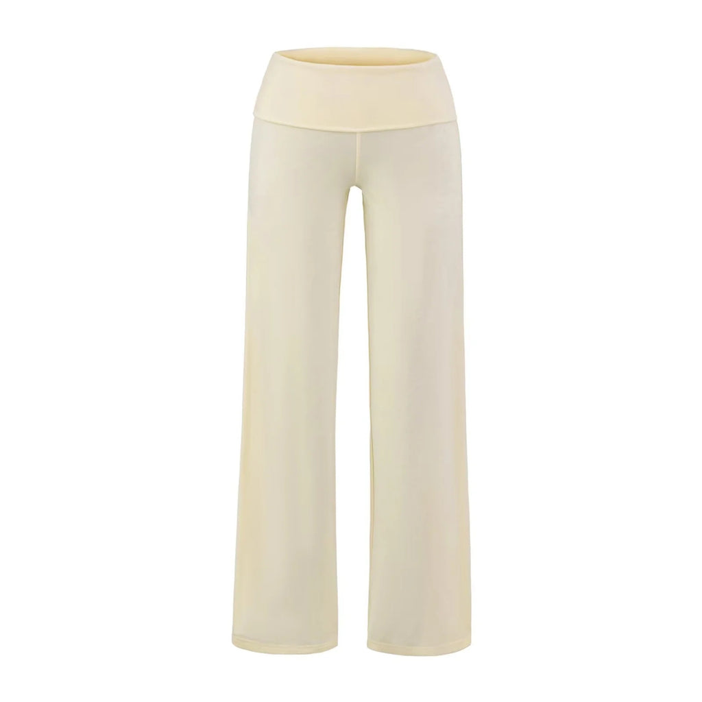 Flanged straight leg pants for women