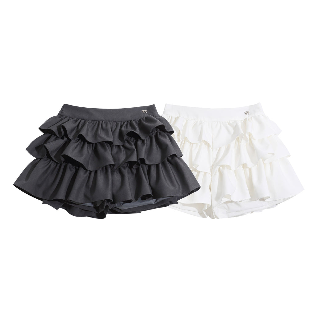 soft girl layered cake skirt, sweet style versatile slimming skirt pants