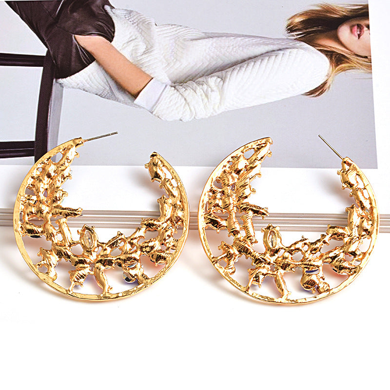 Fashion Earrings Round Color Diamond Exaggerated Jewelry