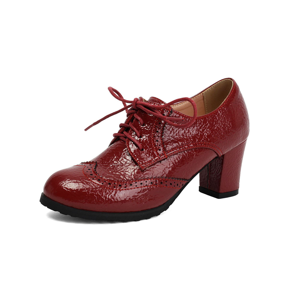 Spring and Autumn Fashion High-Heeled Lace-Up Block Shoes Oversized Lace-Up Brogue Dress Shoes Made to order, ships in 7 days