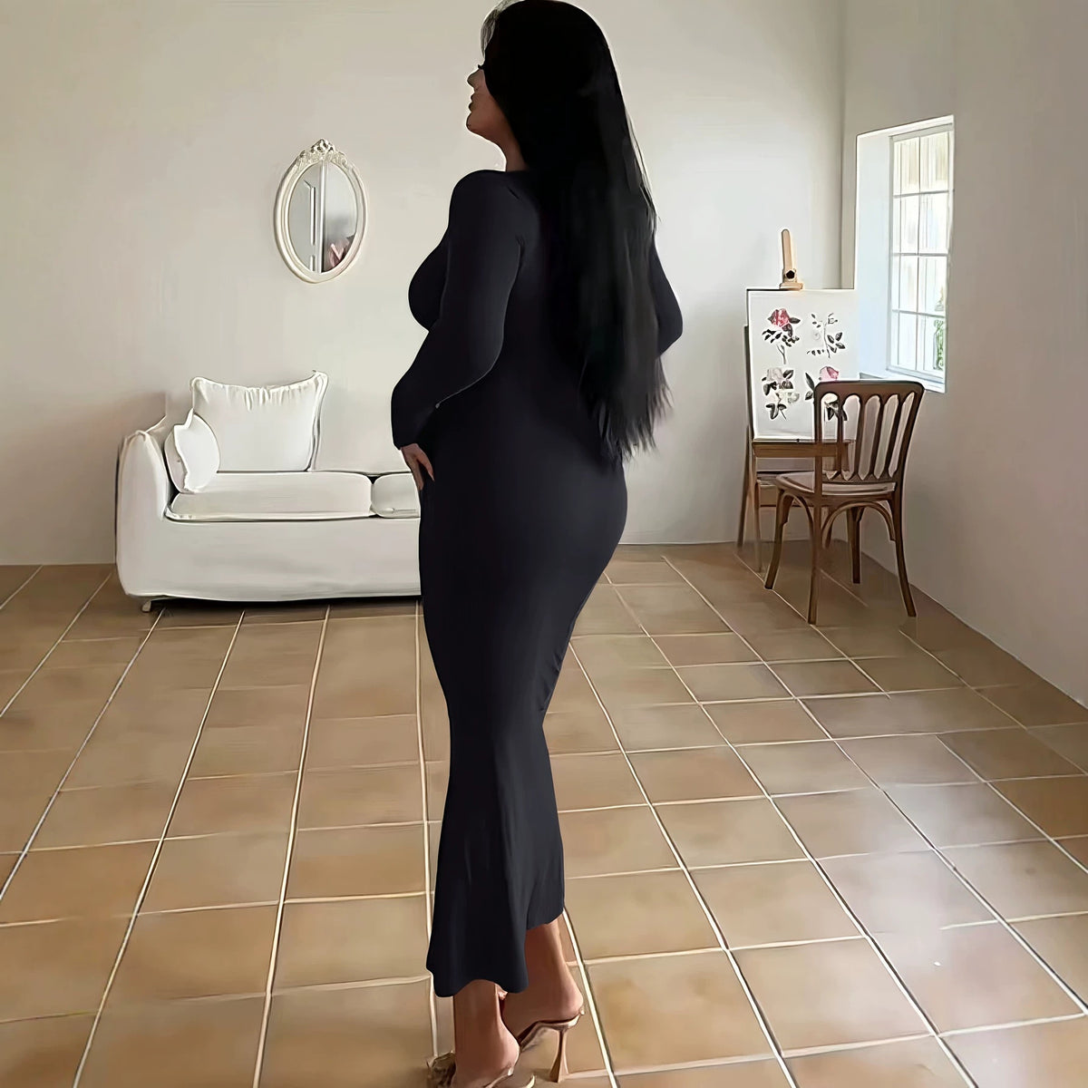 Solid color tight dress