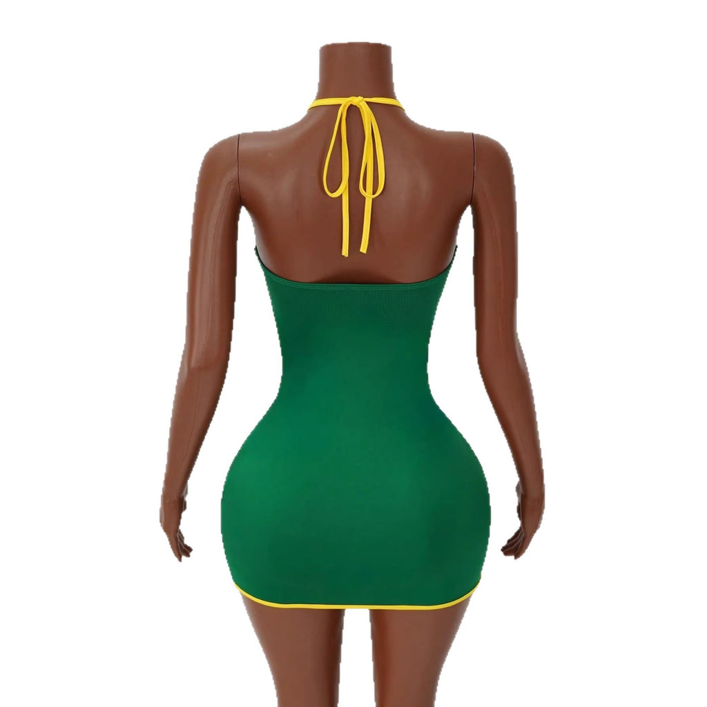 Hanging neck hollow hip skirt