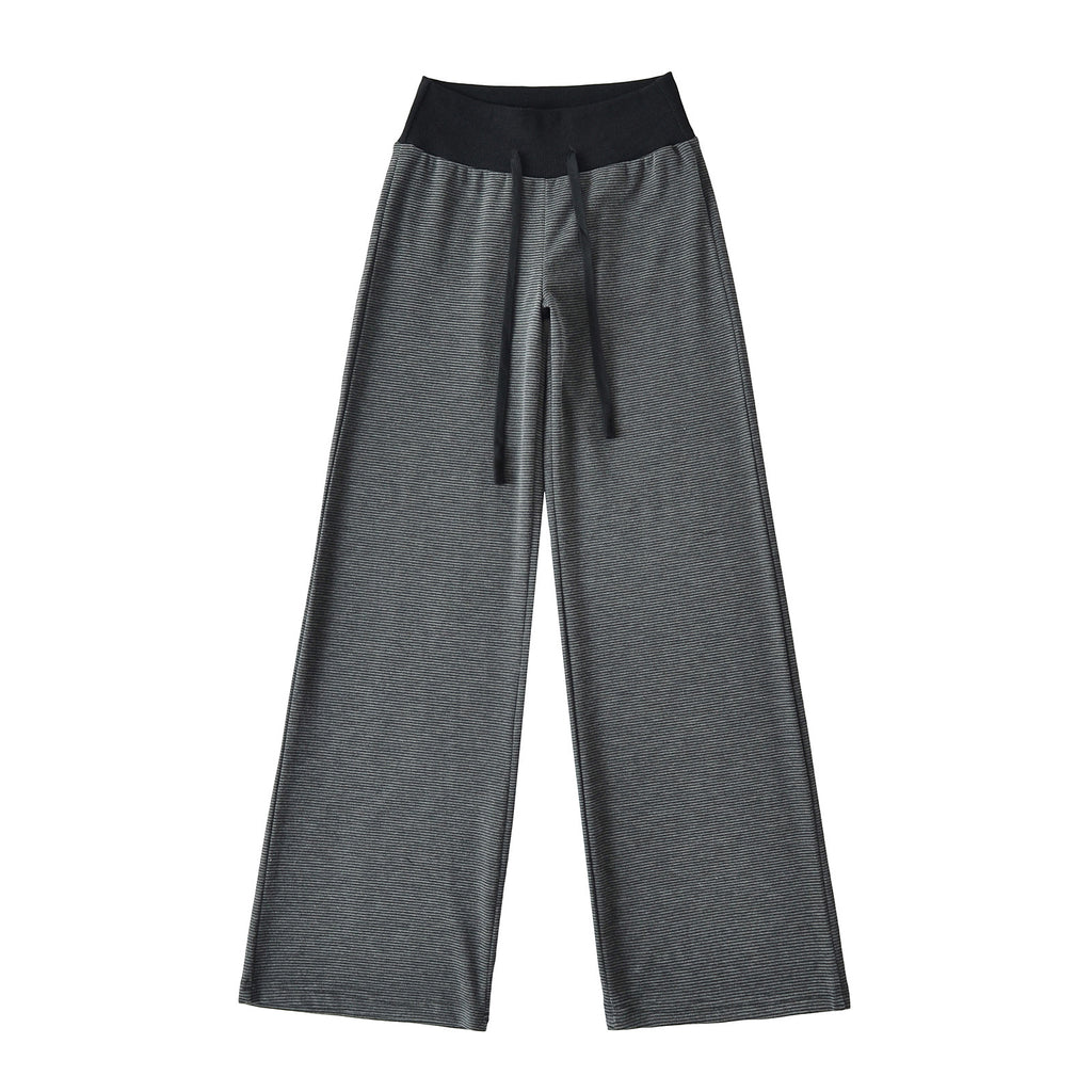 Wide waist patchwork drawstring sweatpants for women