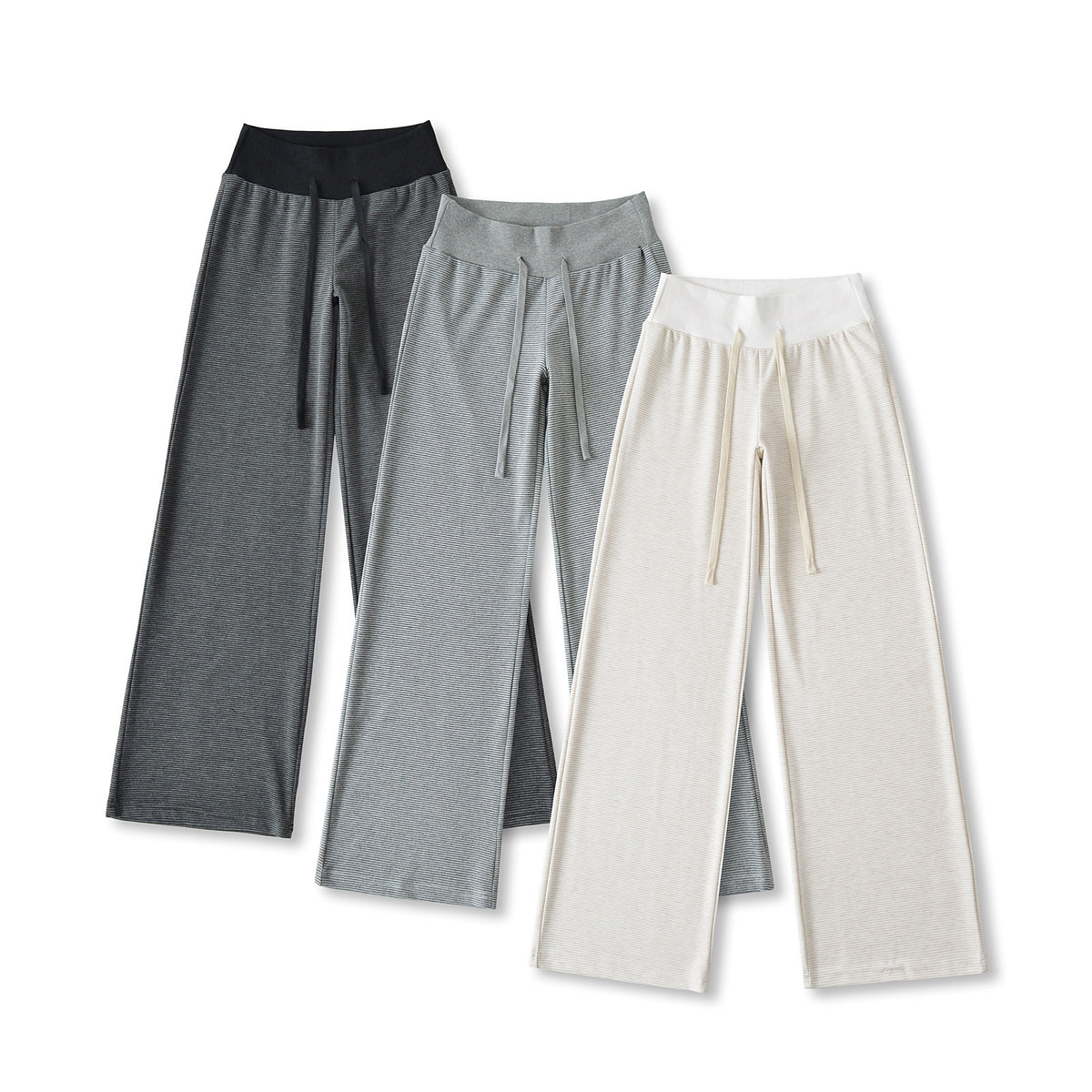 Wide waist patchwork drawstring sweatpants for women