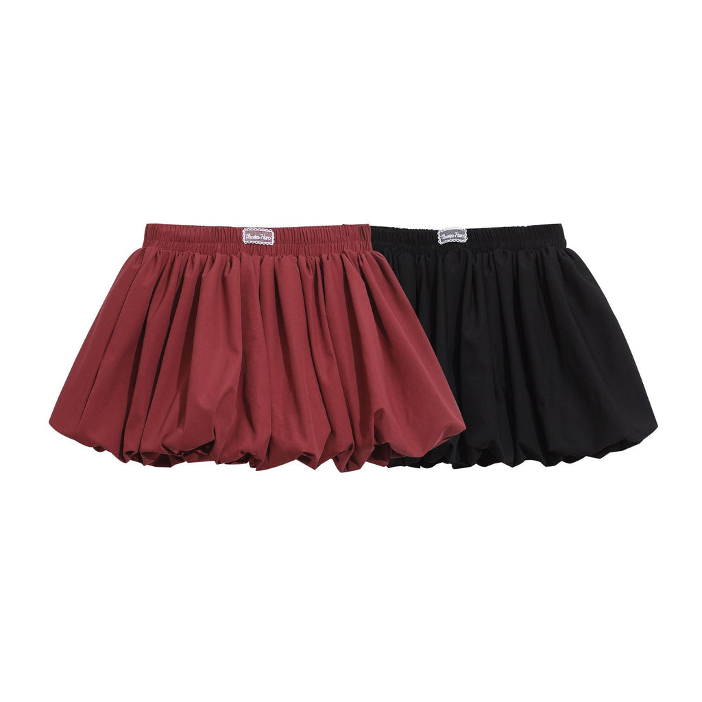 High-Waisted Peplum Puff Skirt Pants for Women Elastic Waist Slim-Fitting Short Skirt