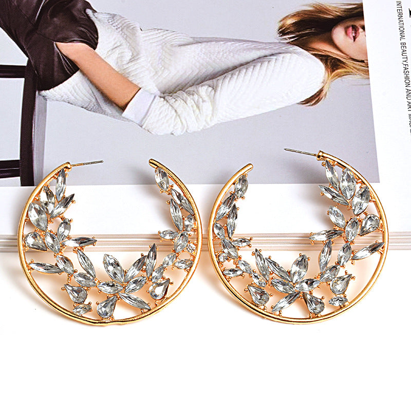 Fashion Earrings Round Color Diamond Exaggerated Jewelry