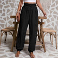 Elastic solid color pants for women