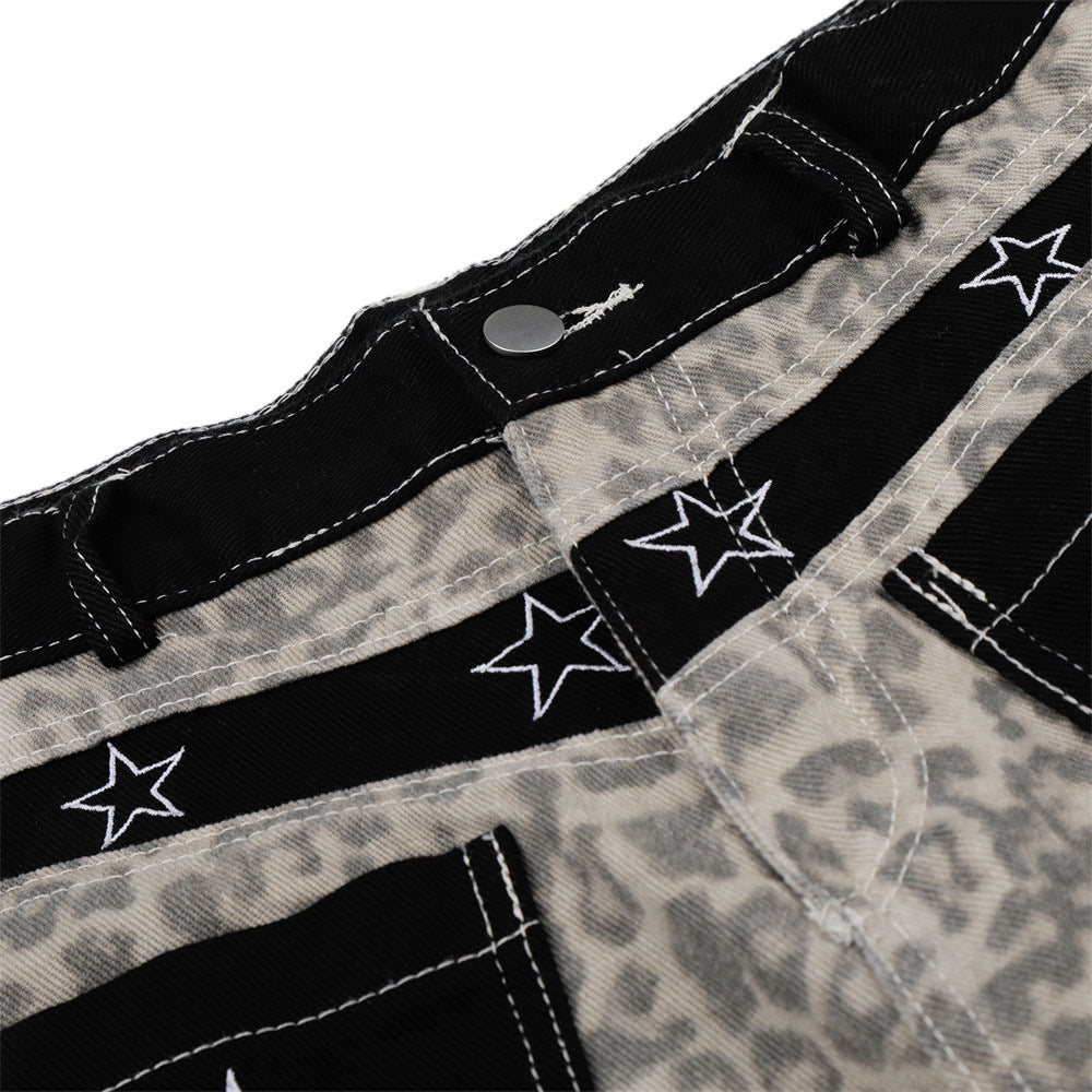 Leopard print workwear shorts