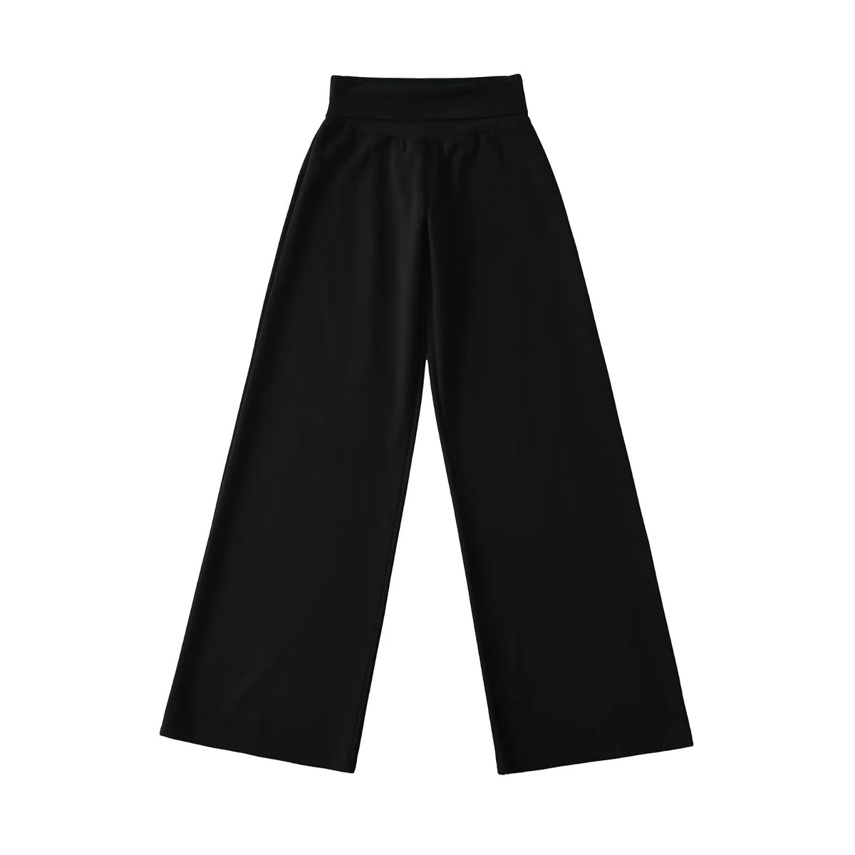 Flanged high waisted wide leg pants for women