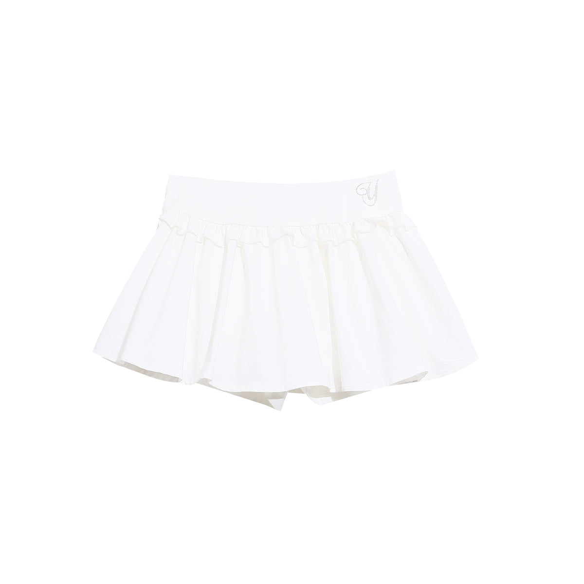 Letter Embellished Puff Skirt High Waist Loose Slimming Sweet Girl Chic Mini Skirt