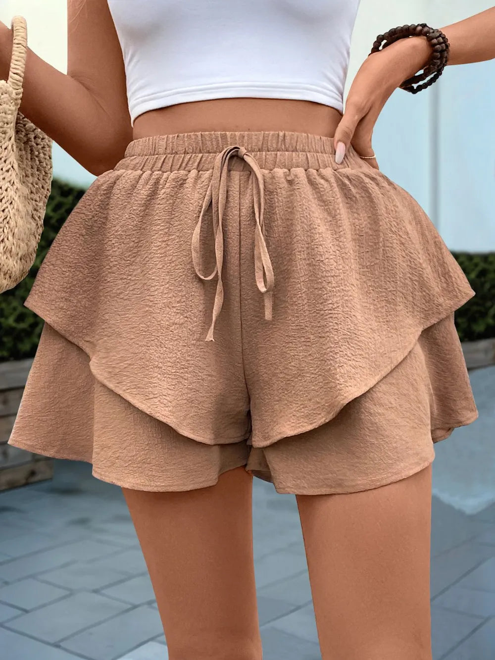 Women's pants with layered texture and wide legs for women