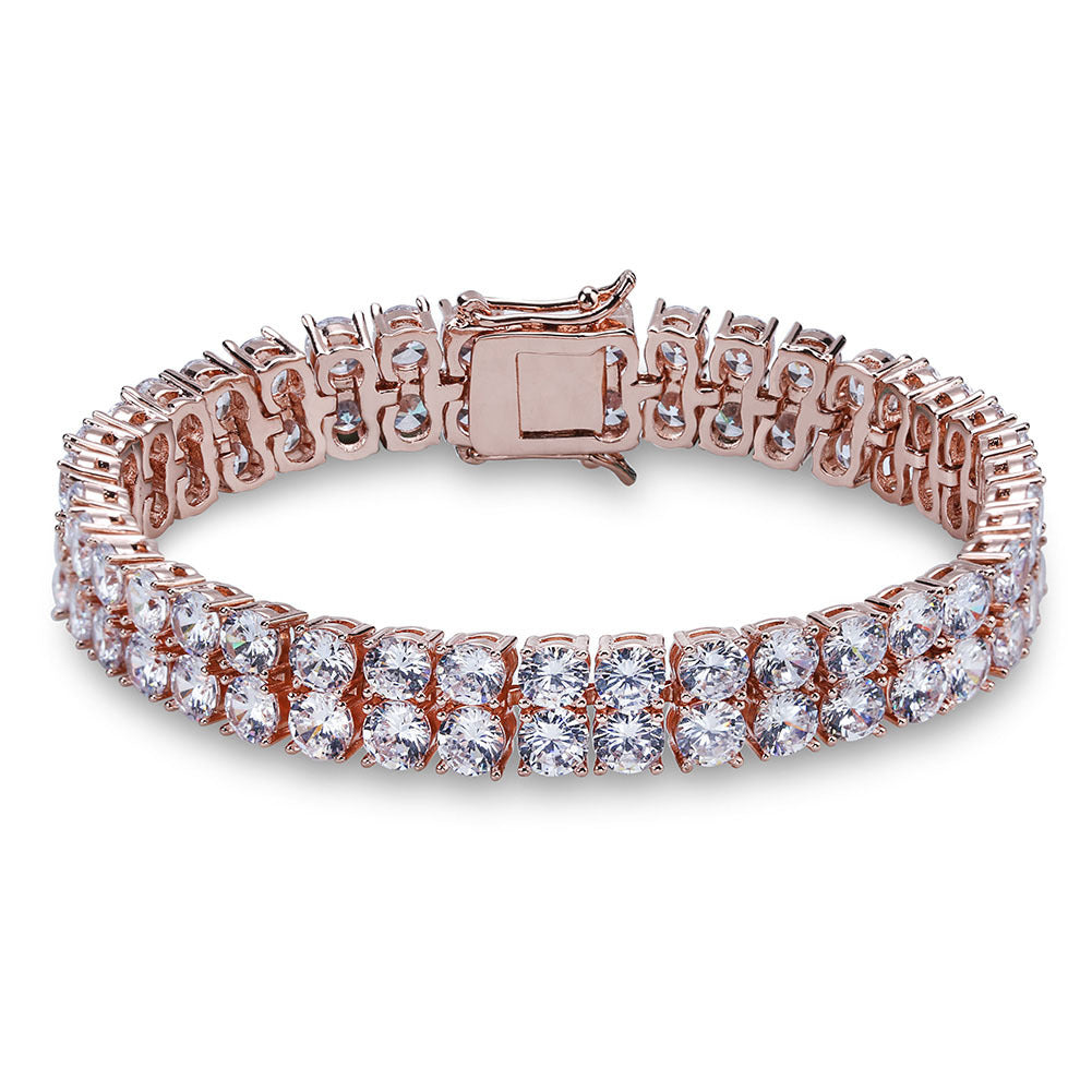Hip Hop  Double-row 10mm Copper Micro-paved Zircon Bracelet, Hip Hop Bracelet, Personality Tennis Chain