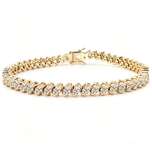 Copper Zirconia Tennis Bracelet with Design, Eight-Character Clasp, Luxury Minimalist Style, Elegant Fashion Jewelry