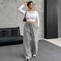 Casual Loose Straight Leg Trousers for Women with Drawstring Waist