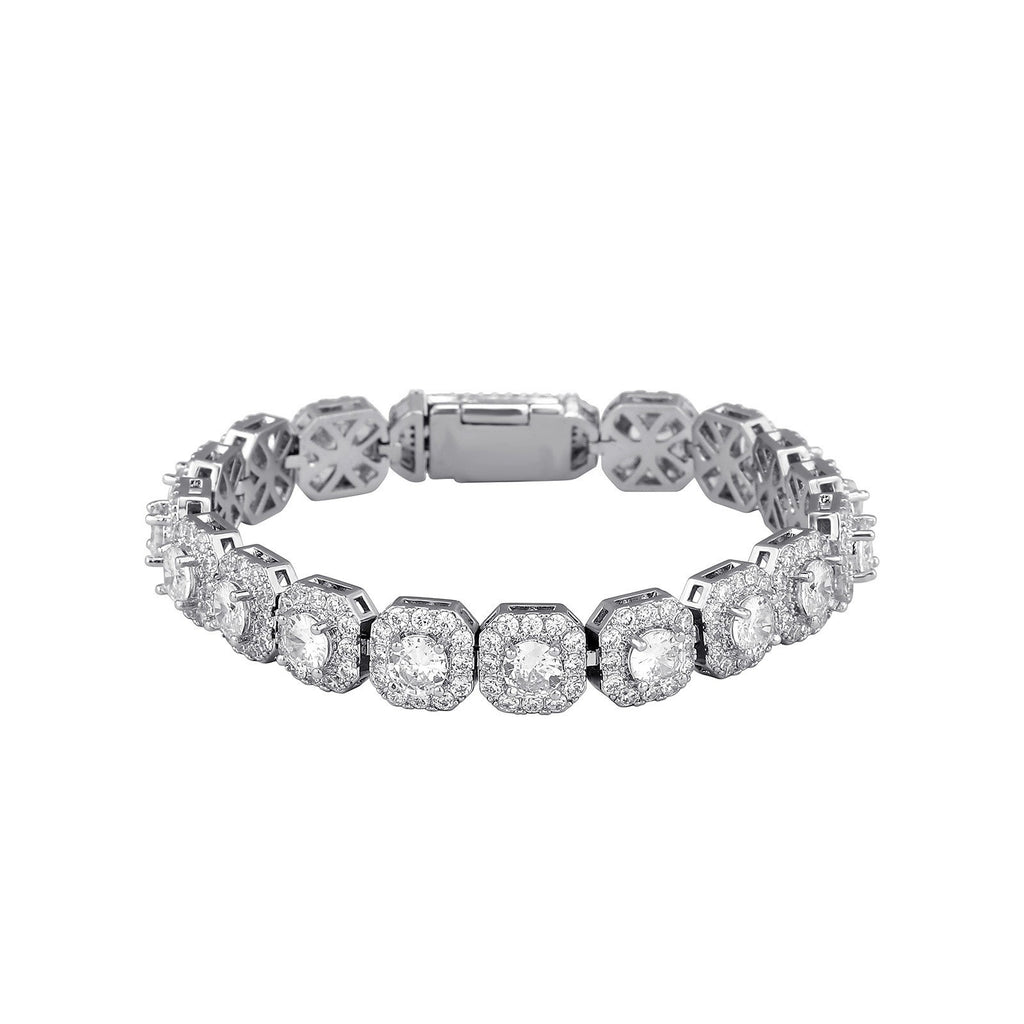 Fashion Trendy Ice Sugar Chain Cuban Chain Ice Sugar Link 5A Zircon Tennis Bracelet Flip Cover Men's Trendy Bracelet