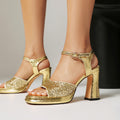 Elegant Open-Toe Sandals with Rhinestone Buckle, Hollow-Out Square Toe Women's Shoes Made to order, ships in 7 days
