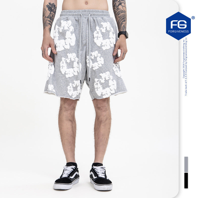 Men's Full Print Hip Hop High Street Casual Shorts Set