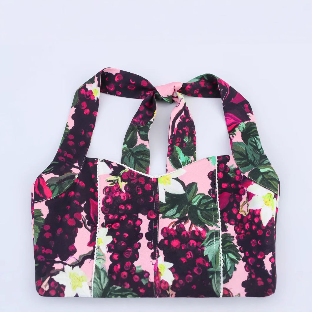 Printed neck tie jumpsuit/pants for women