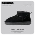 Snow boots for women warm fur integrated short tube boots with thick fleece and anti slip properties