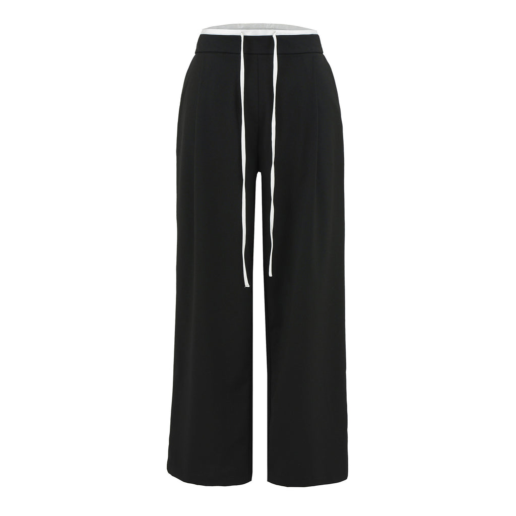 Splicing waist top suit pants for women