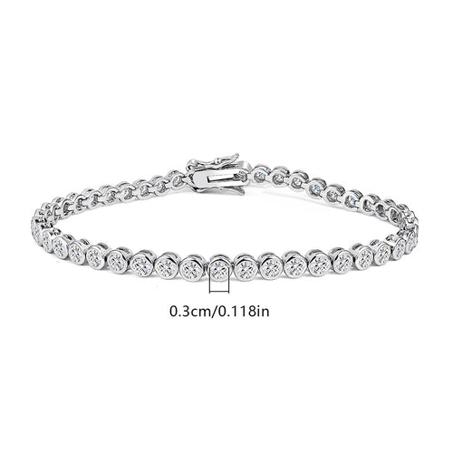 3mm Copper-Embedded Zirconia Bracelet Fashion Creative Round Bead Tennis Bracelet INS Style