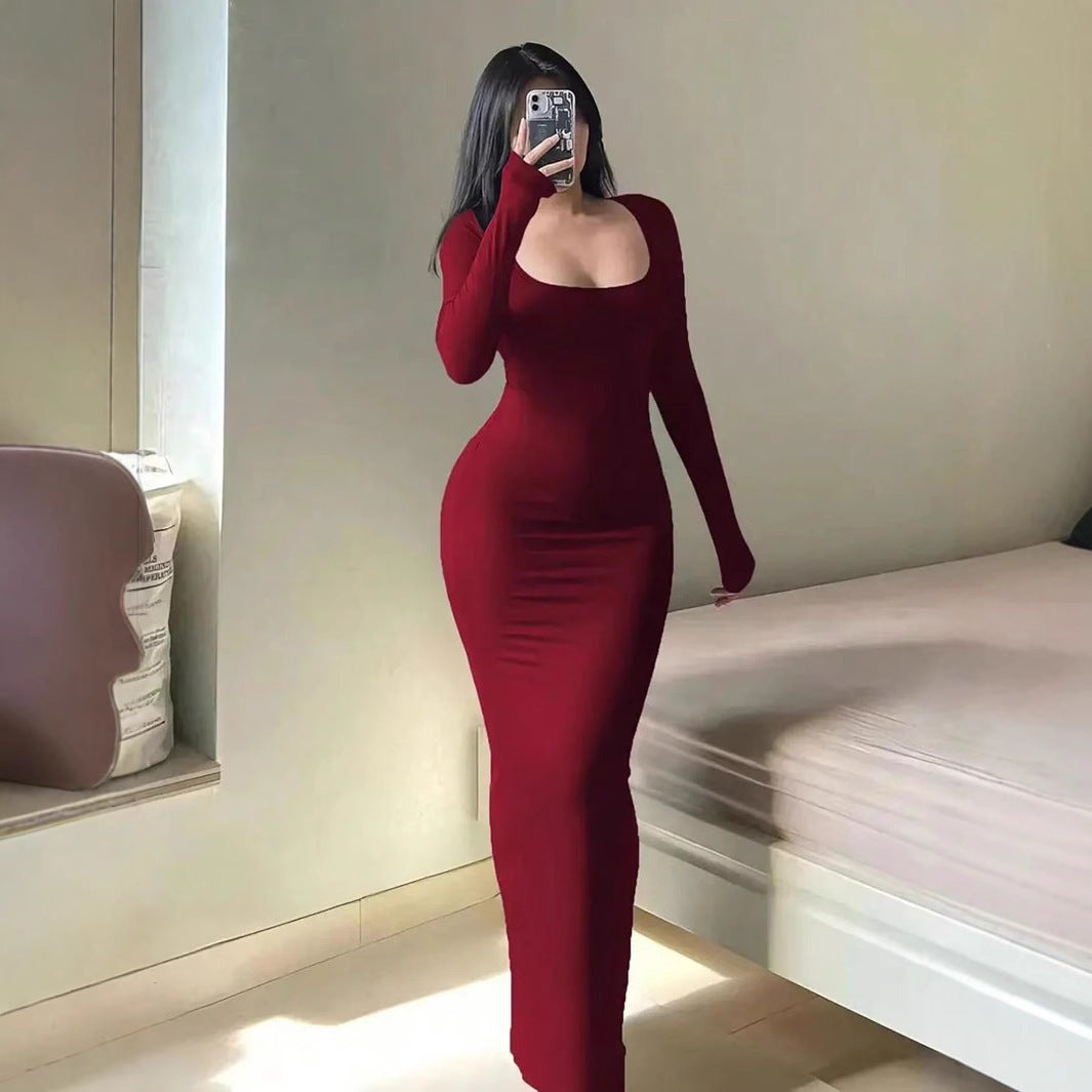 Solid color tight dress