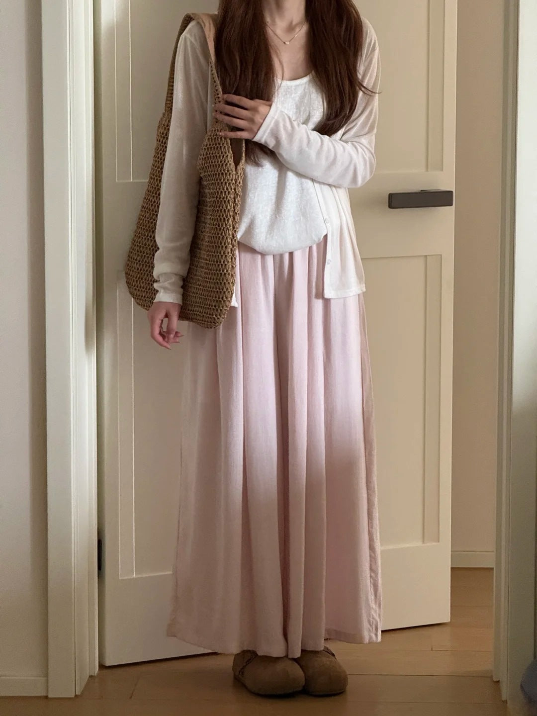 Elegant and Gentle High-Waisted Wide-Leg Trousers for Women