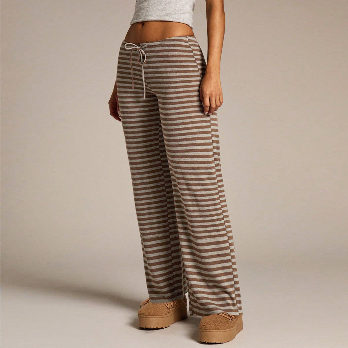 Casual striped pants for women in autumn
