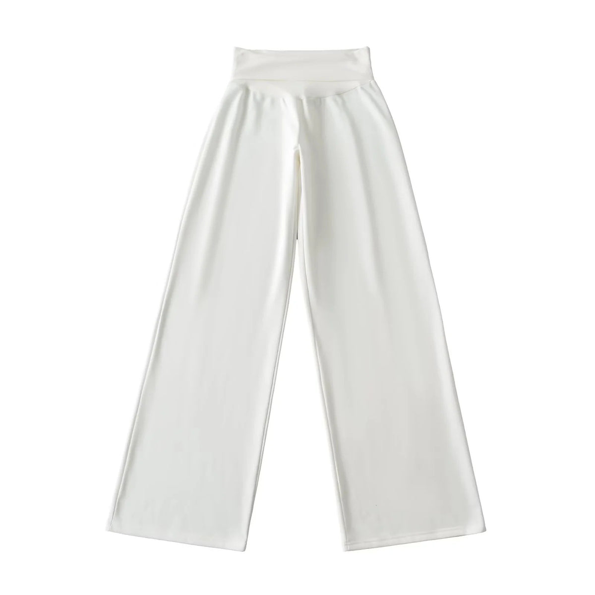 Flanged high waisted wide leg pants for women