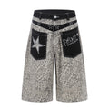 Leopard print workwear shorts