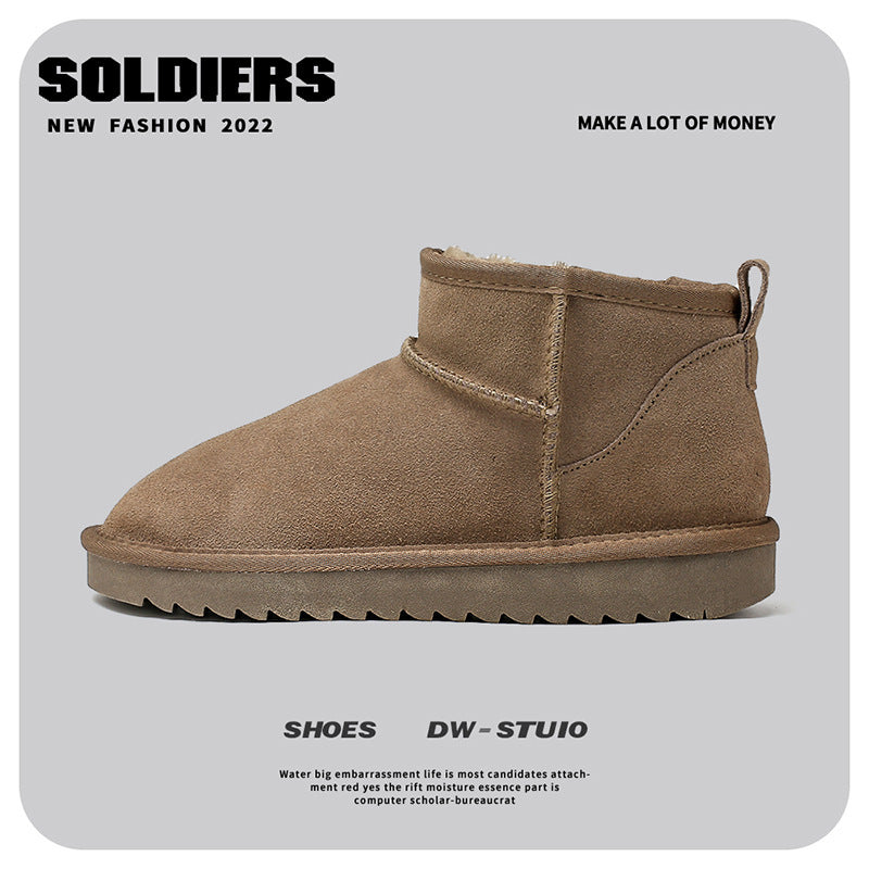 Snow boots for women warm fur integrated short tube boots with thick fleece and anti slip properties