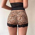Leopard lace high stretch shorts for women