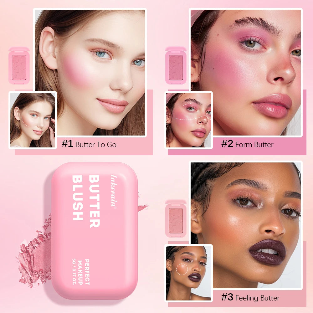 Professional Makeup Powder Blush 12HR Wear Vegan Formula Blusher Makeup Blush in Bar Cosmetics Palette Powder Pink Cream Face