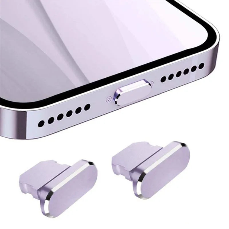 2PCS Metal Anti Dust Plug for IPhone 14 13 12 11 Pro Max XS 8 Plus IPad AirPods Series Lightning Port Cover Dock Plug Stopper