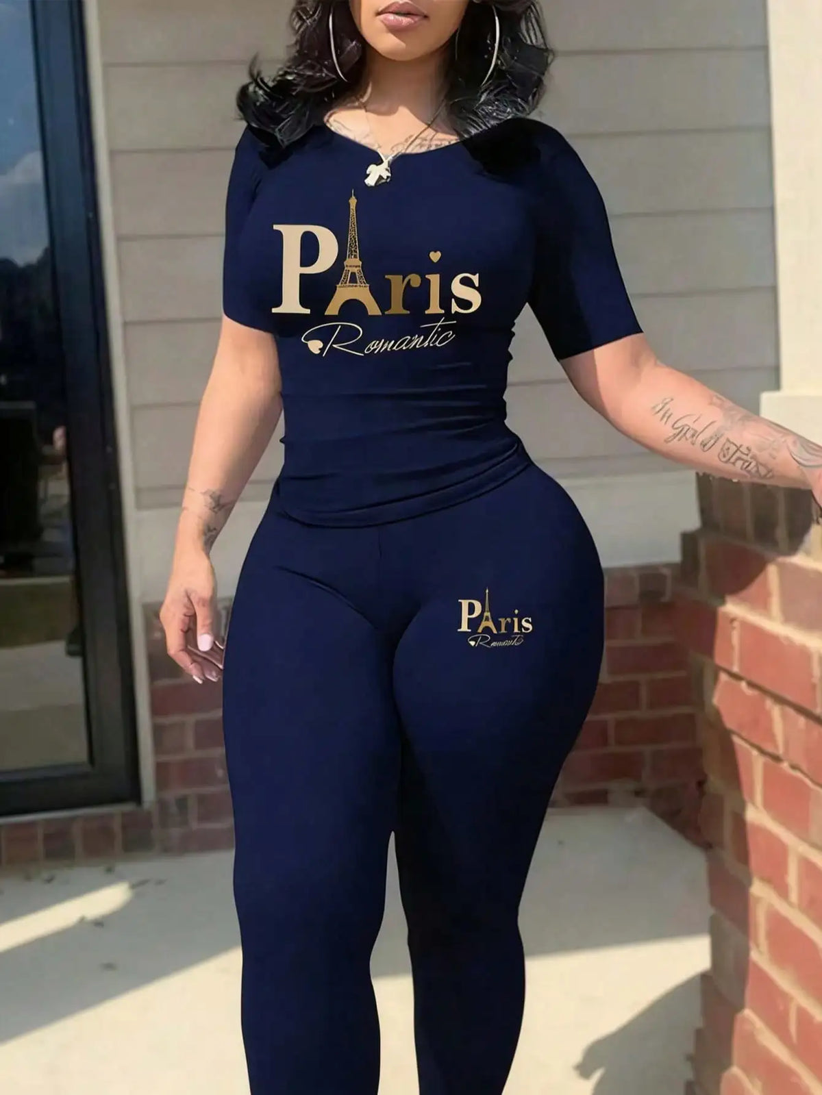 🇫🇷✨ **Paris Chic Tee & Pants Set 🗼💕**
