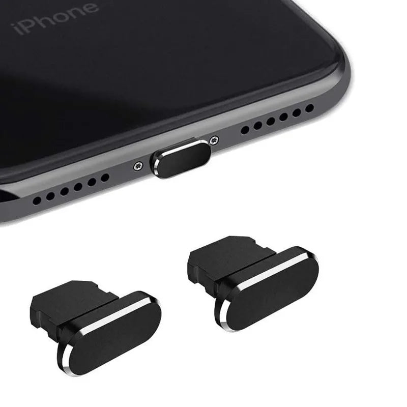 2PCS Metal Anti Dust Plug for IPhone 14 13 12 11 Pro Max XS 8 Plus IPad AirPods Series Lightning Port Cover Dock Plug Stopper