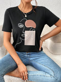 🎨✨ **Abstract Face Graphic Tee 🖤🤍**