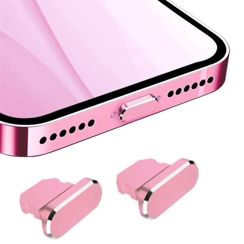 2PCS Metal Anti Dust Plug for IPhone 14 13 12 11 Pro Max XS 8 Plus IPad AirPods Series Lightning Port Cover Dock Plug Stopper