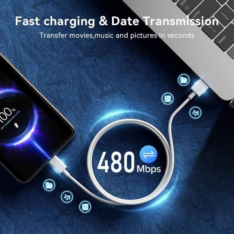 For Xiaomi 67W USB Super Fast Charger Power Adapter Mi 12 11 6A Type C Cable POCO X5 X4 Pro Note 9 10 11 Charging