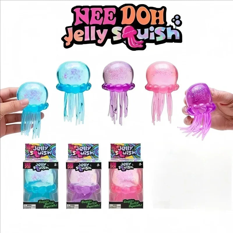 Squishies Jellyfish Square Squish Toy Fidget Toy, Water Sensory Soft Jelly Squeeze Stress Relief Fidget Toy Squeeze Blind Box