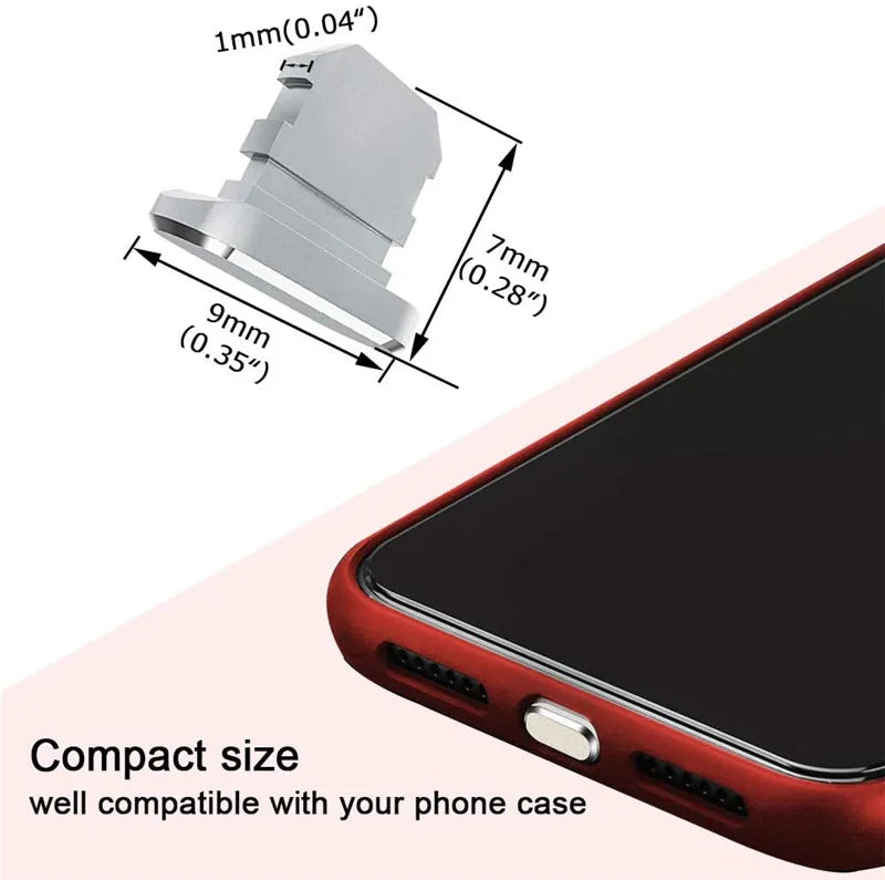 2PCS Metal Anti Dust Plug for IPhone 14 13 12 11 Pro Max XS 8 Plus IPad AirPods Series Lightning Port Cover Dock Plug Stopper