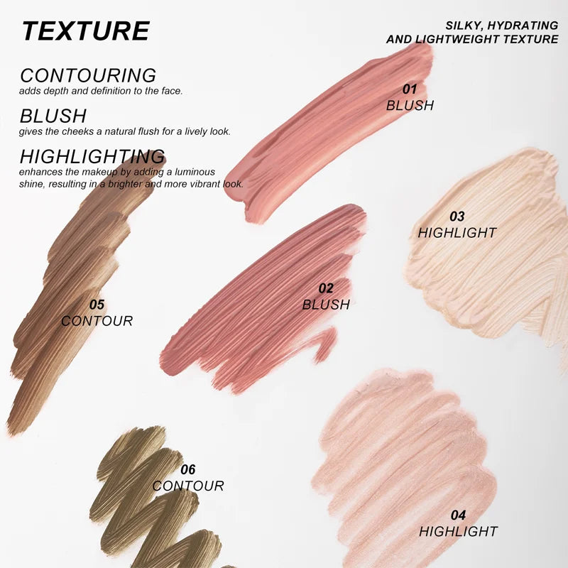 Multifunctional Liquid Blush Face Contour Highlight Eye Shadow Stick durable waterproof silky all-in-one creamy texture