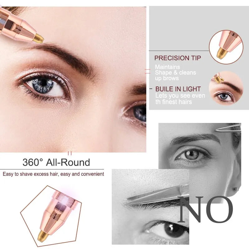 Portable 2 IN 1 Electric Epilator Eyebrow Trimmer Women's Body Facial Lip Epilator Rechargeable Mini Painless Razor Shave Shaver