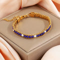 ZMZY Women's Cubic Zirconia Tennis Chain Bracelet Stainless Steel Rhinestone Crystal Bangle Minimalist Jewelry for Ladies