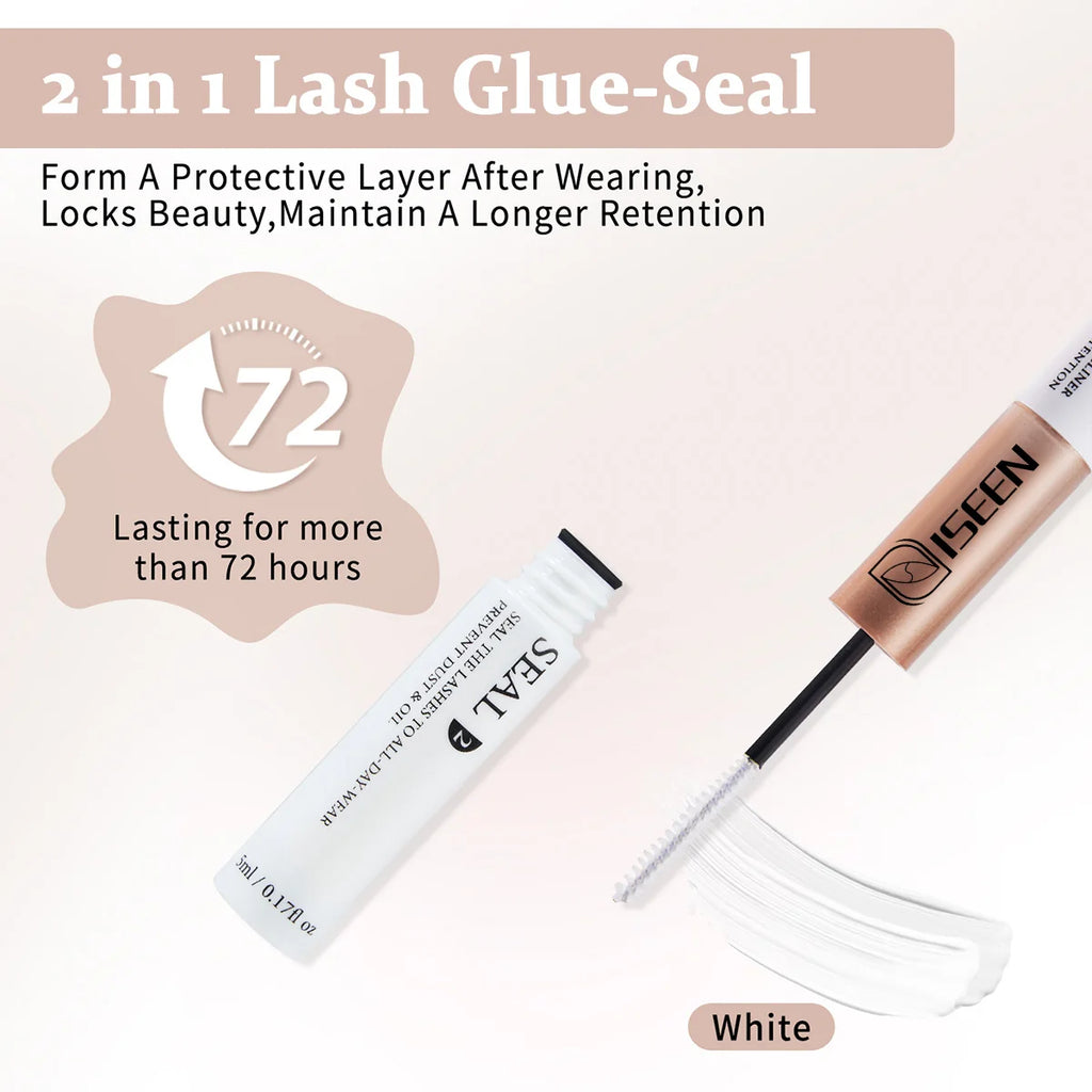 ISEEN DIY Eyelash Extension Kit Cluster Mix Eyelashes Full Set Lashes Kit with Lash Bond & Seal and Eyelash Tweezers and Brush