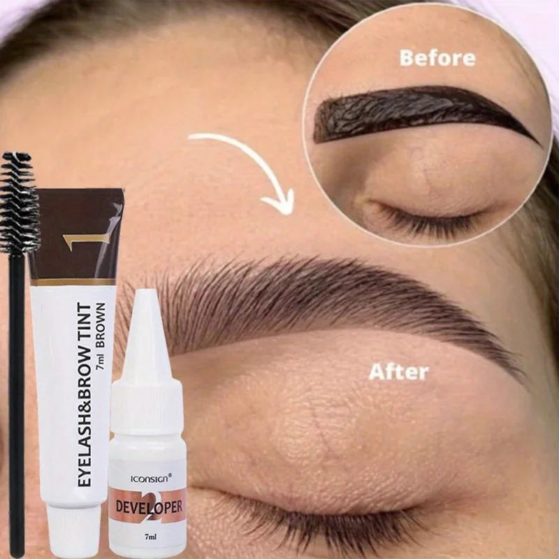 2 in 1 Eyelash and Eyebrow Tinting Kit, Professional Beauty Makeup Tool for Eyebrow and Eyelash Coloring, Suitable for Daily