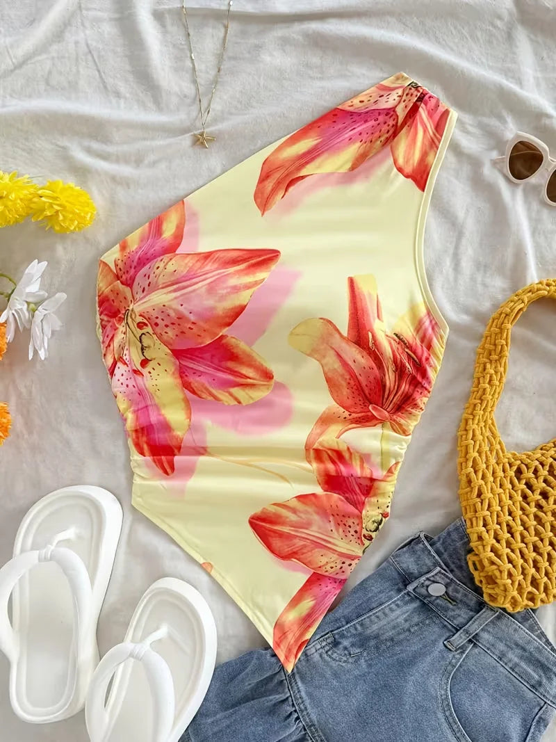 ❤️‍🔥 Scarlet One-Shoulder Ruffle Top 🌹✨